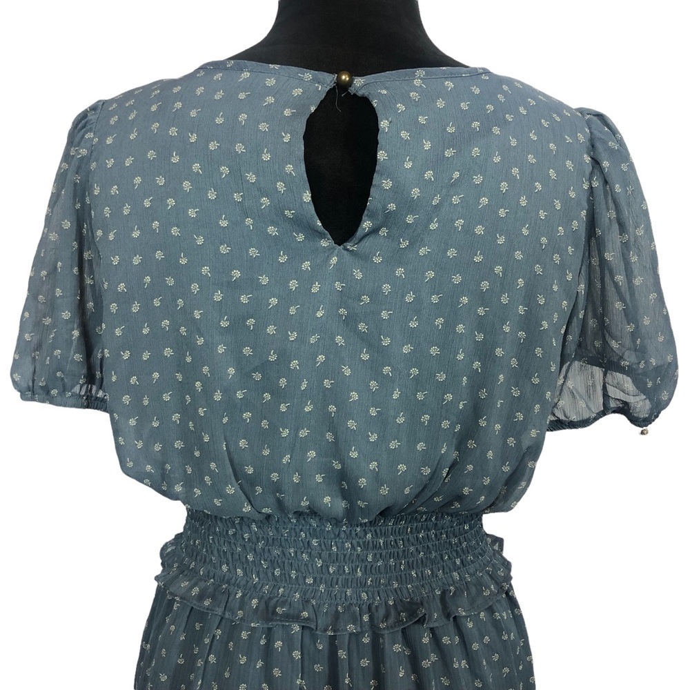 Wild Fable Elastic Waist Blue Print Prairie Dress size Small - Picture 7 of 12
